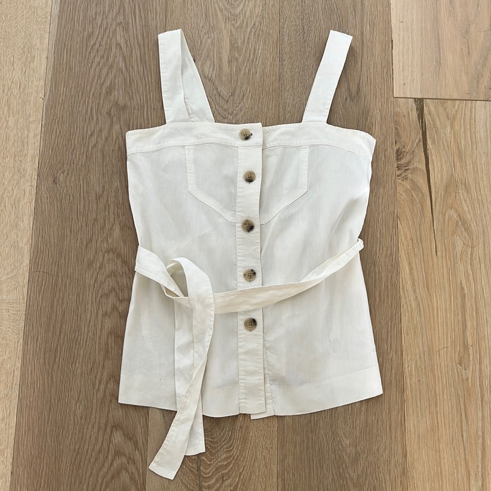Theory Linen Button Tank Top with Optional Tie, 0